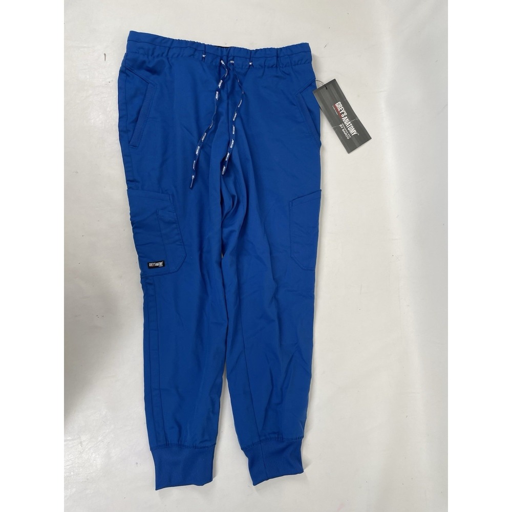 Greys Anatomy Barco 5PKT Logo Blue Tape Jogger Scrub Pants Size SP New Royal NWT
